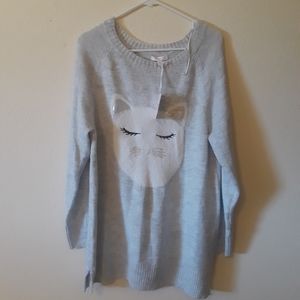 Gray Cat Graphic Sweater